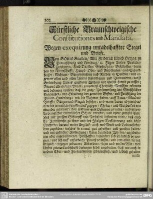Fürstliche Braunschweigische Constitutiones und Mandata