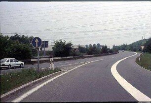 Ausfahrt aus Tangente Nordwest (Frankfurt Richtung Mannheim) zu Hauptfahrbahn Nord der A659 (Weinheim Richtung Mannheim)