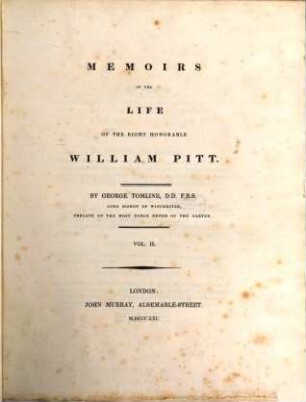 Memoirs of the life of the Right Honorable William Pitt, 2