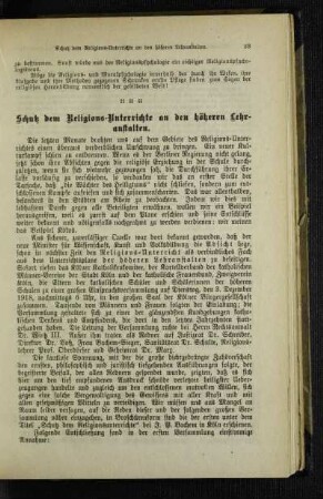 Schutz dem Religions-Unterrichte an den höheren Lehranstalten
