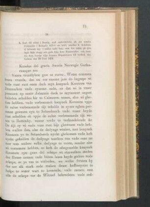 36. [K. Karl till rådet i Danzig om d:o, dat. Kalmar d. 29 Juni 1454.]