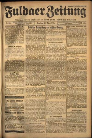 Ausgabe vom Sonntag, den 22. März 1925.