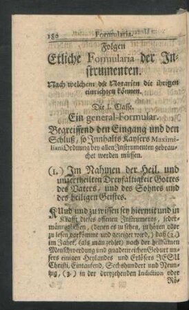 Folgen Etliche Formularia der Instrumenten.