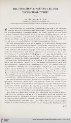 Die Forschungsinstitute in der Tschechoslowakei