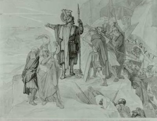 Hannibal zeigt seinen Kriegern Italien