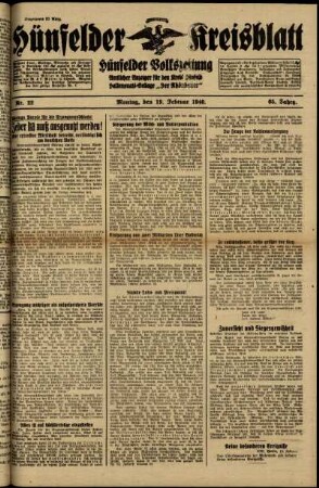 Ausgabe vom Montag, den 19. Februar 1940.