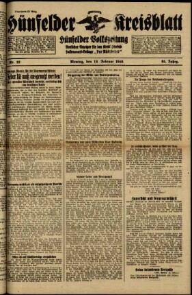 Ausgabe vom Montag, den 19. Februar 1940.