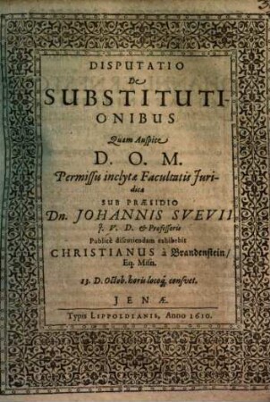Disputatio De Substitutionibus