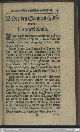 Wieder den Saamen-Fluß, Oder: Gonorrhoeam