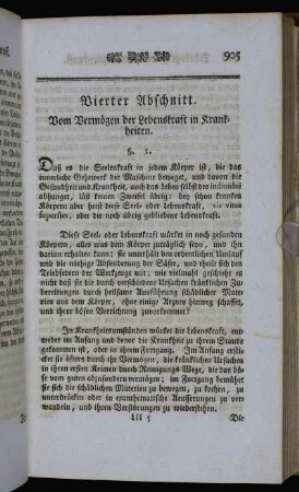 Vierter Abschnitt. Vom Vermögen der Lebenskraft in Krankheiten. - Fünfter Abschnitt. Von entscheidenden Reinigungen.