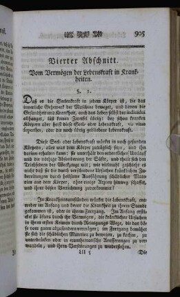 Vierter Abschnitt. Vom Vermögen der Lebenskraft in Krankheiten. - Fünfter Abschnitt. Von entscheidenden Reinigungen.