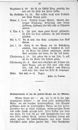c. Gedächtnisrede in der St. Jakobi-Kirche am 30. Oktober.