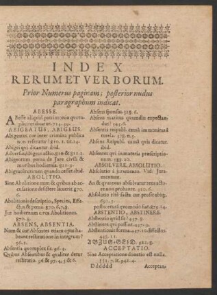 Index Rerum Et Verborum.