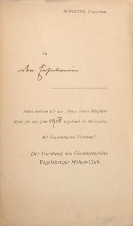 [Brief zur Mitgliedskarte]