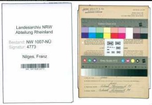 Entnazifizierung Franz Nilges , geb. 10.09.1885 (Schlosser)
