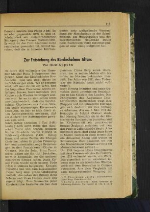 Zur Entstehung des Bordesholmer Altars
