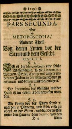 Pars Secunda. oder der Metoposcopia, Anderer Theil