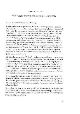 Zum Textbegriff in der heutigen Linguistik