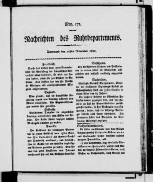 Nachrichten des Ruhrdepartements