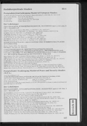 Postgraduiertenstudiengang Master of European Studies