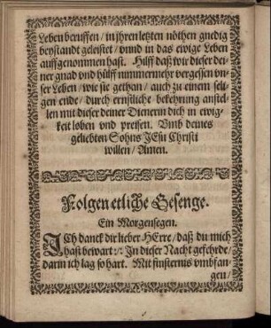 Folgen etliche Gesenge.