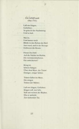 Ein Schiff sank (Mai 1941)