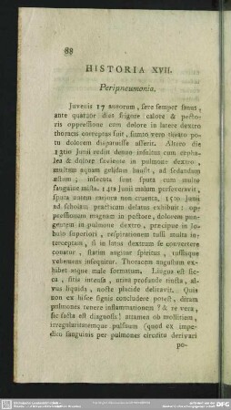 Historia XVII. Peripneumonia
