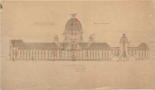 Hocheder, Karl; München; Verkehrsministerium und Centralbriefpostamt - Hopfenstrasse (Ansicht)