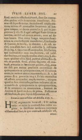 Locus a contractibus ad delicta. Cap. 7.