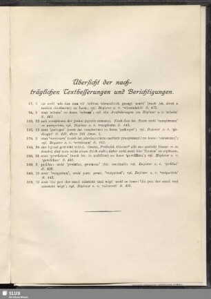 Übersicht der nachträglichen Textbesserungen und Berichtigungen