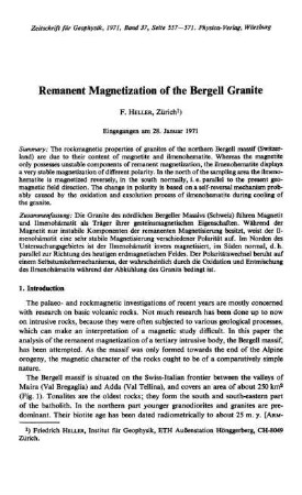 Remanent magnetization of the Bergell granite