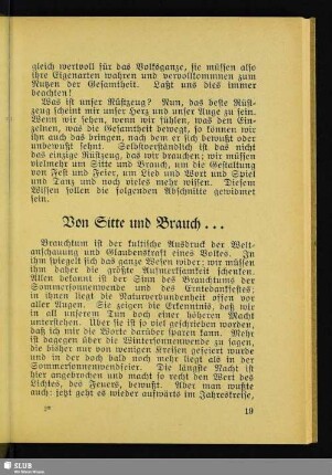 Von Sitte und Brauch ...