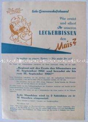 Informations- und Propagfandaflugblatt zum Maisanbau