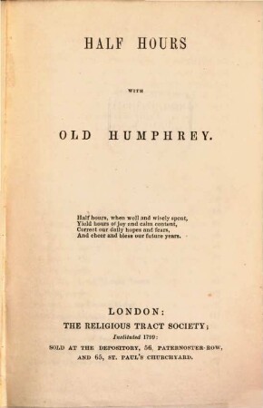 Half hours with Old Humphrey