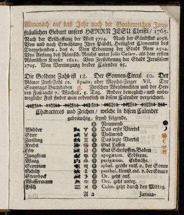 Allmanach auf das Jahr [...]