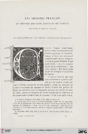 3. Pér. 34.1905: Les artistes français au service des rois angevins de Naples, 3, Les monastères et les églises fondés par Charles Ier
