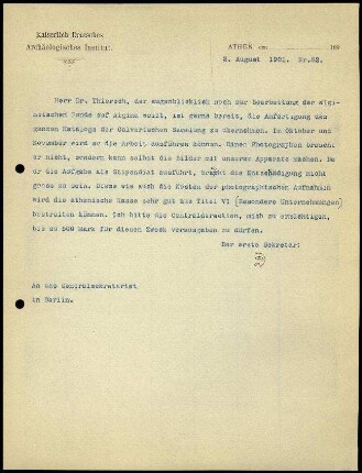 Bericht des ersten Sekretars an das General-Sekretariat
