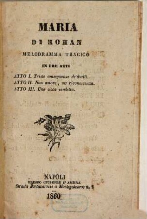 Maria di Rohan : melodramma tragico in tre atti
