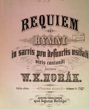 Requiem : seu hymni in sacris pro defunctis usitati viris cantandi