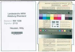 Entnazifizierung Willy Heussen , geb. 10.06.1906 (Schreiner)
