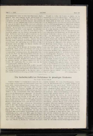 Die landwirtschaftlichen Verhältnisse im jenseitigen Kaukasien.