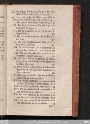 Conspectus Capitum Iurisprudentiae Naturalis.