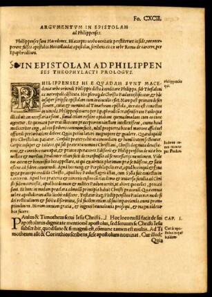 Argumentum In Epistolam ad Philippenses.