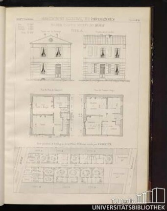 Planche No. 16 Habitations économiques Parisiennes. Maison d'angle boulevard Murat, type A