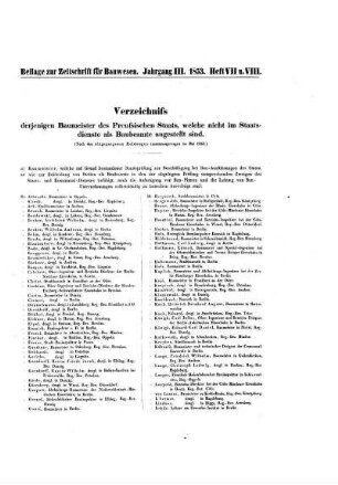 Verzeichnis derjenigen Baumeister des Preußischen Staats, welche nicht im Staatsdienste als Baubeamte angestellt sind