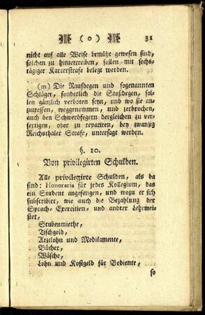 §. 10. Von privilegirten Schulden.