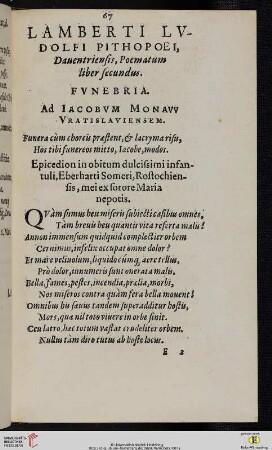 Liber secundus: Fvnebria. Ad Iacobvm Monavv Vratislaviensem