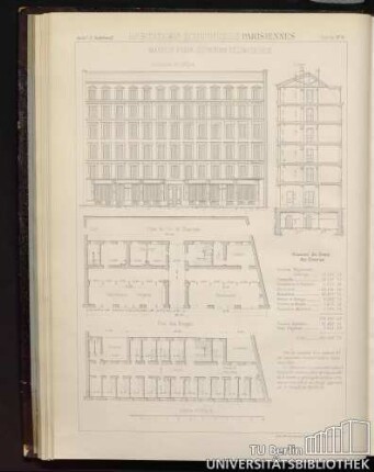 Planche No. 9 Habitations économiques Parisiennes. Maison pour ouvrièrs célibataires
