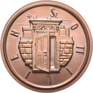 Medaille von Victor Huster auf das 300-jährige Hugenotten-Jubiläum und auf die 1727 erbaute Hugenotten-Kirche in St. Ottilien