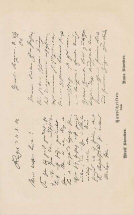 Handschriften von Adolf Stoecker, Anna Stoecker